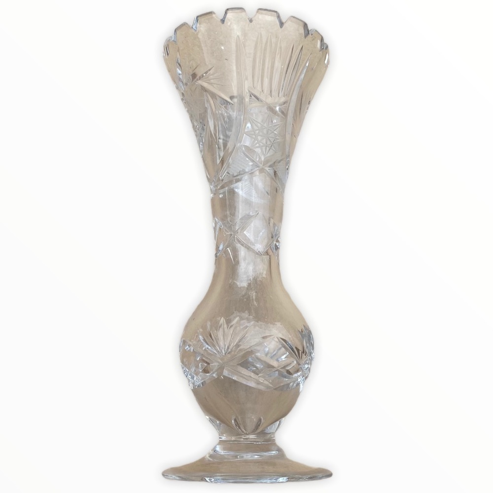 OFNAH Lead Crystal Footed Bud Vase Made In POLAND